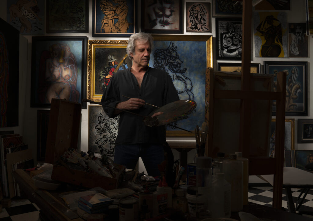 Artist Steven Conine in his studio